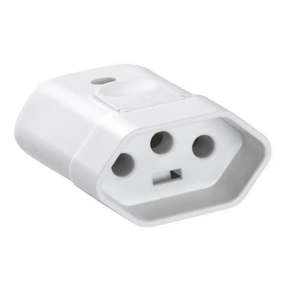 Plugue fêmea 2P+T 20 a 250 v branco Tramontina — fotografia de referência
