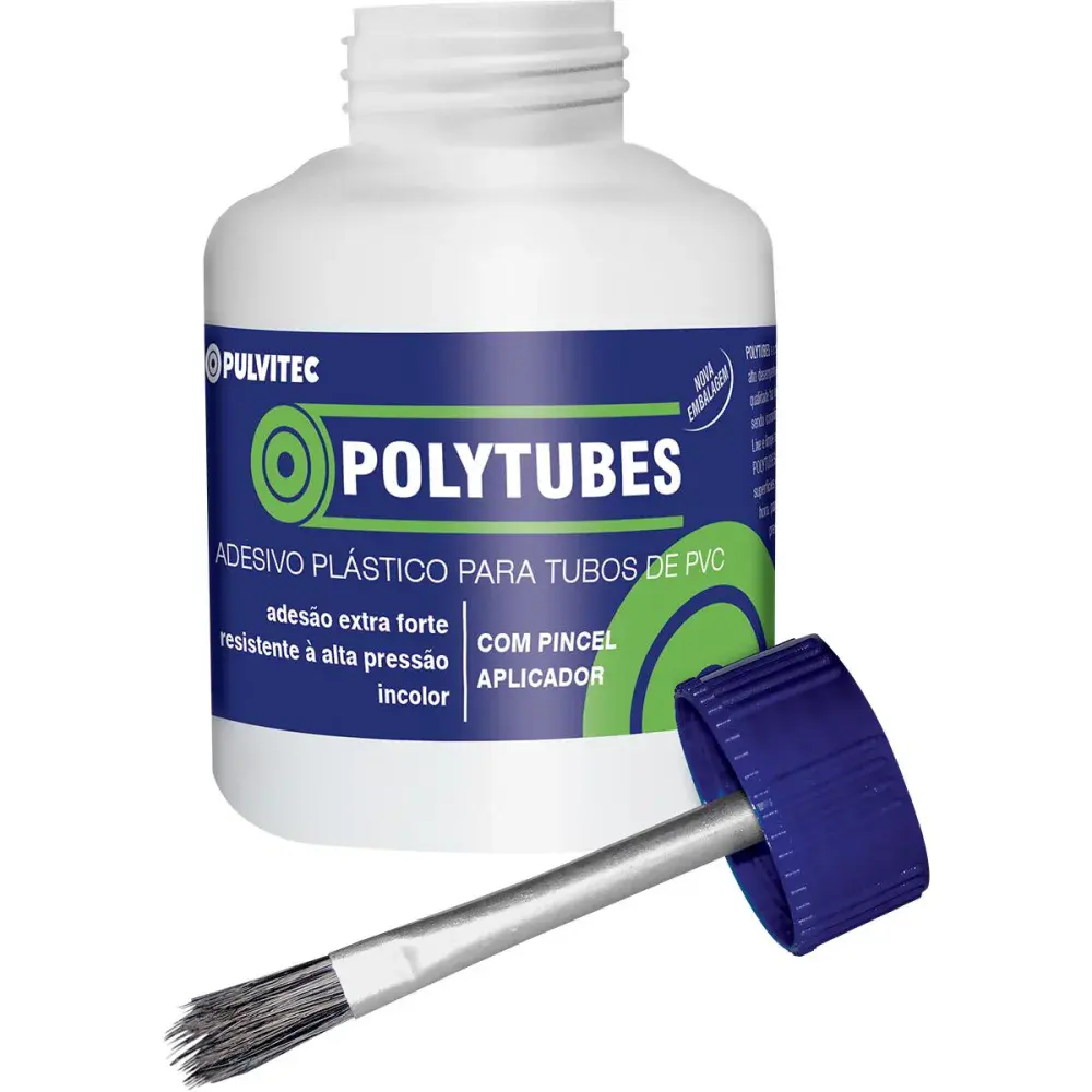 Adesivo para tubo pvc polytubes com pincel 175G Pulvitec — fotografia de referência