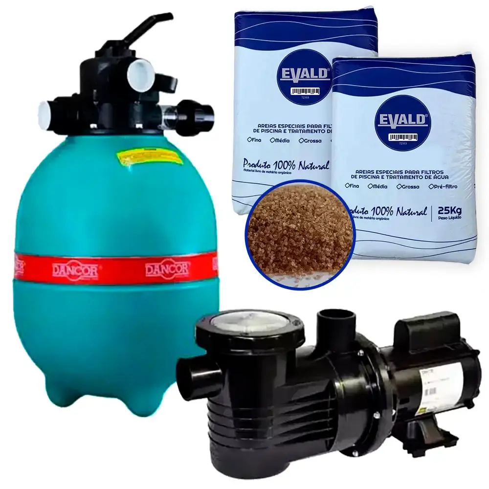 Filtro para piscina DFR-15 com bomba 1/2 CV PF-17 e areia filtrante 25KG Dancor — fotografia 4