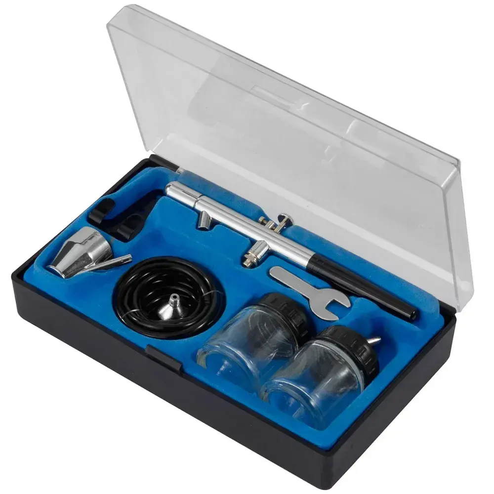 Kit com aerógrafo de dupla ação mais acessórios hobby Schulz — fotografia de referência