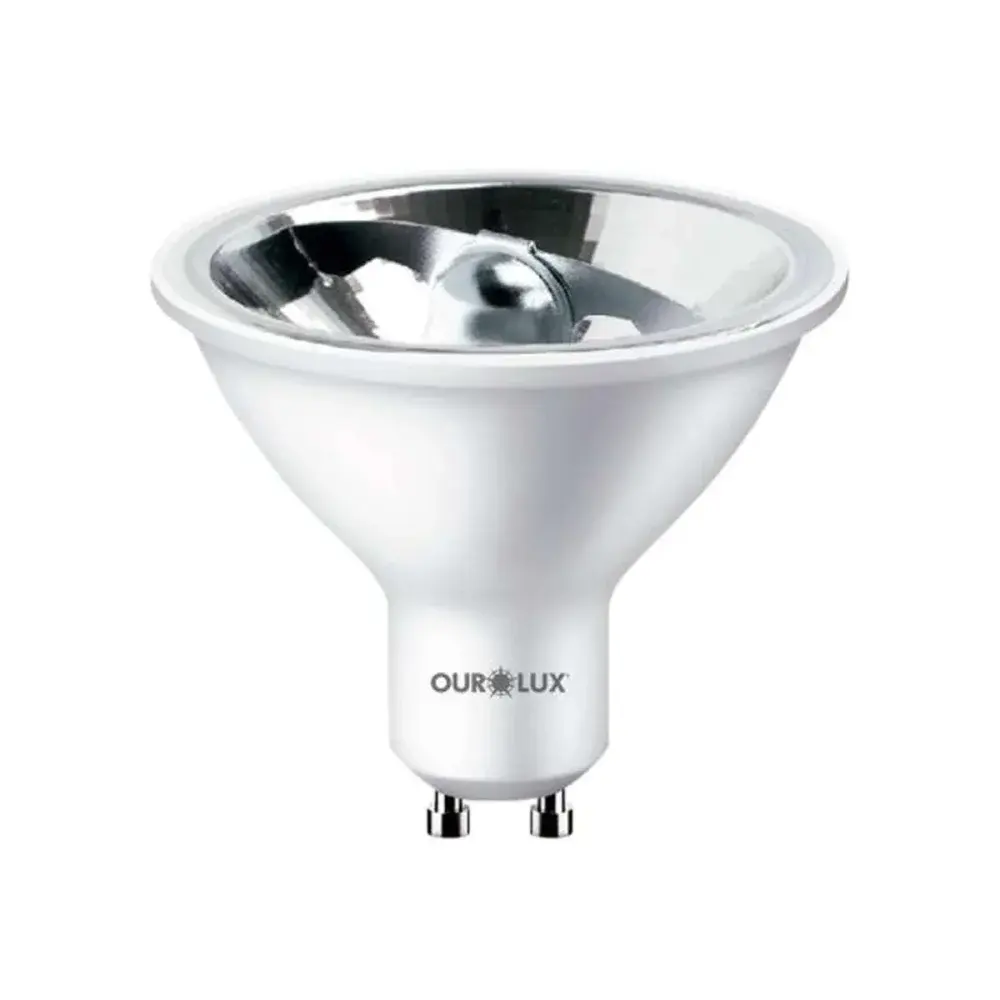 Lamp led AR70 dimer. 4.8W 2700K biv 12O Ourolux — fotografia de referência