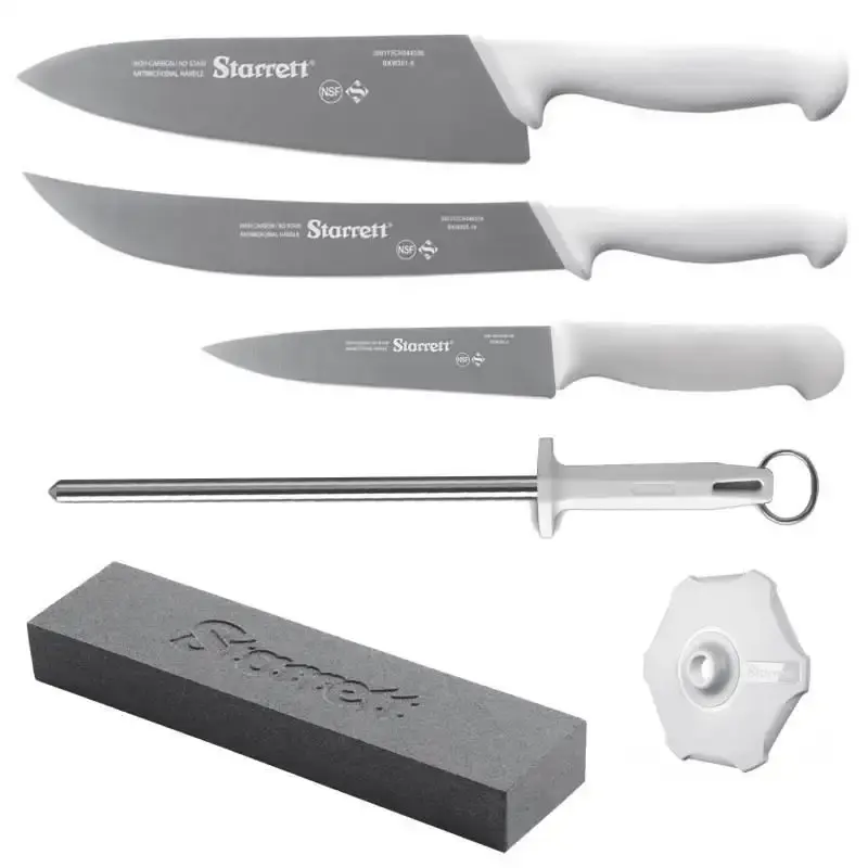 Kit de facas barbecue branco BKK-6W com 6 peças Starrett — fotografia de referência