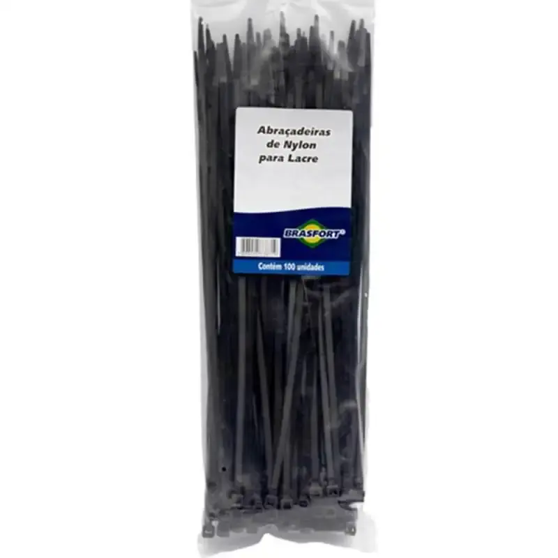 Abraçadeira de Nylon 300 x 4.8 MM Kit 100 Unidades Preto 8871 BRASFORT — fotografia 3