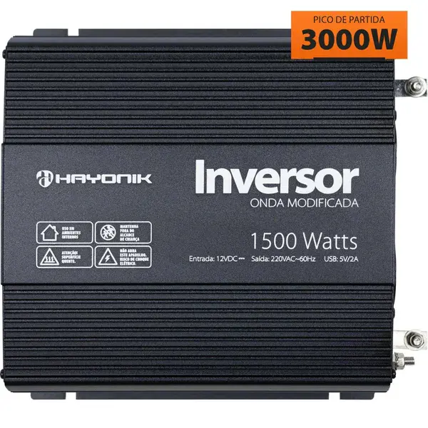 Inversor de tensão onda modificada 1500W - 12V/220V - Hayonik — fotografia de referência
