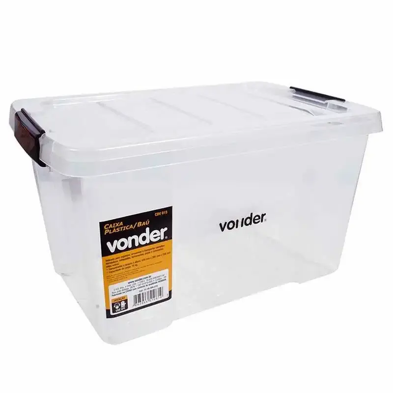 Caixa Plástica Transparente Tipo Baú 43.5 x 28.5 x 25 CM CBV 015 VONDER — fotografia de referência