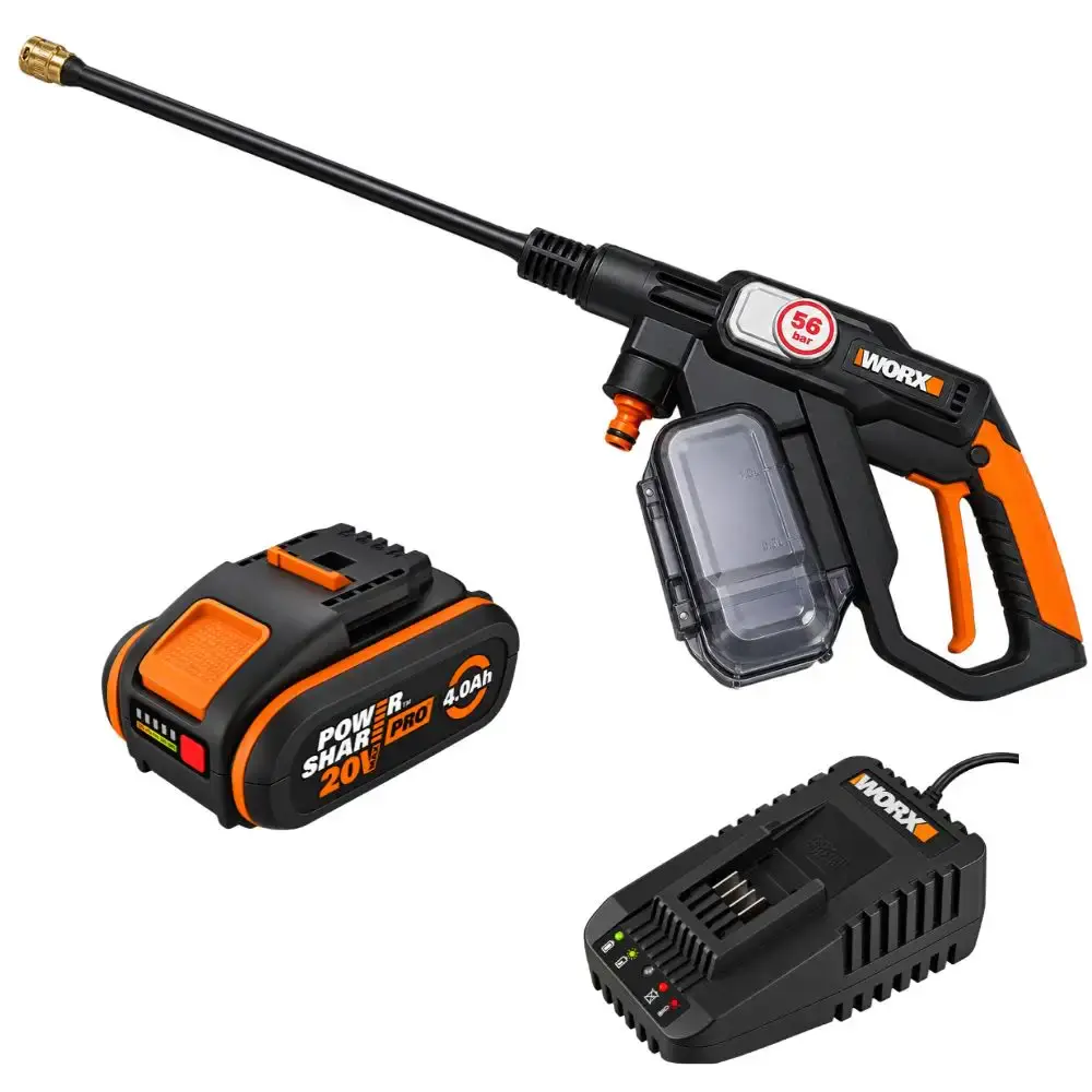 Lavadora de alta pressão brushless 20V com bateria 4,0AH e carregador WA3880 Worx — fotografia de referência