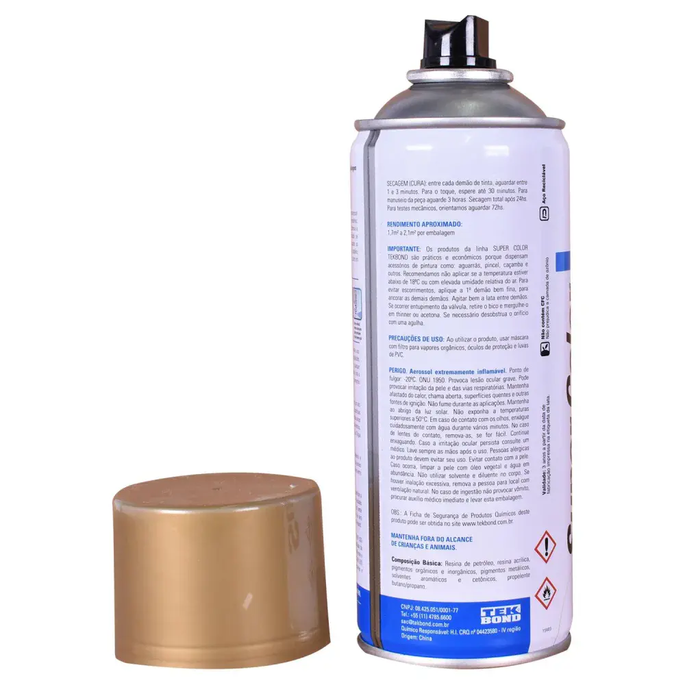 Tinta spray uso geral dourado 350ML Tekbond — fotografia 3