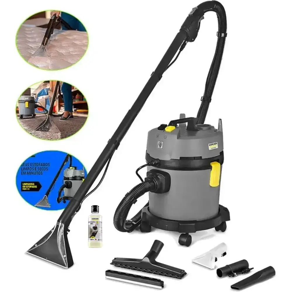 Aspirador e extrator 1600W puzzi 4/16 com detergente Karcher 110 V — fotografia de referência