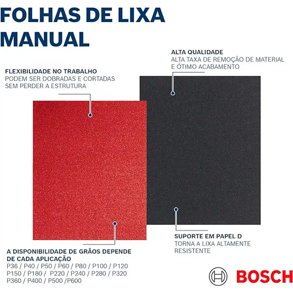 Lixa pano metal para ferro grana 50 com 10 unidades Bosch — fotografia 5