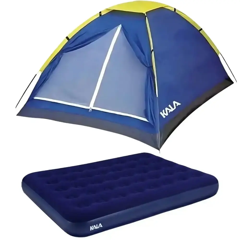 Barraca para camping 3 pessoas san valentin com colchão inflável de casal Kala — fotografia de referência