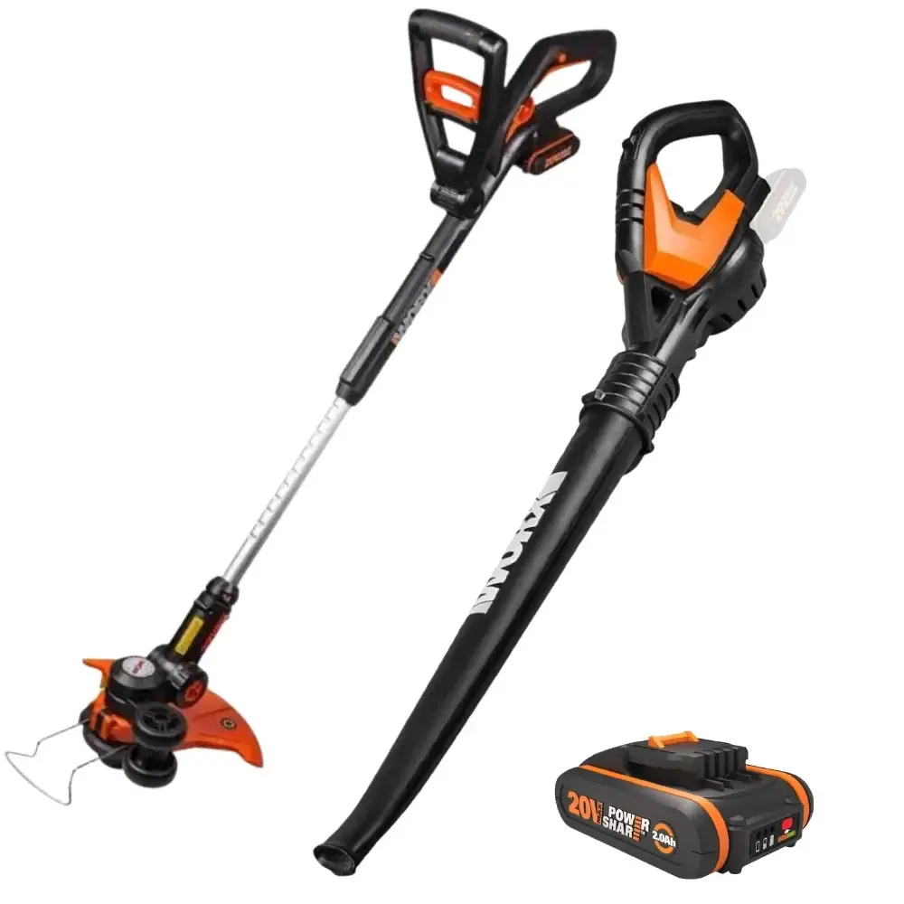 Cortador de grama costal com soprador de ar e bateria 20V 2,0AH Worx — fotografia de referência