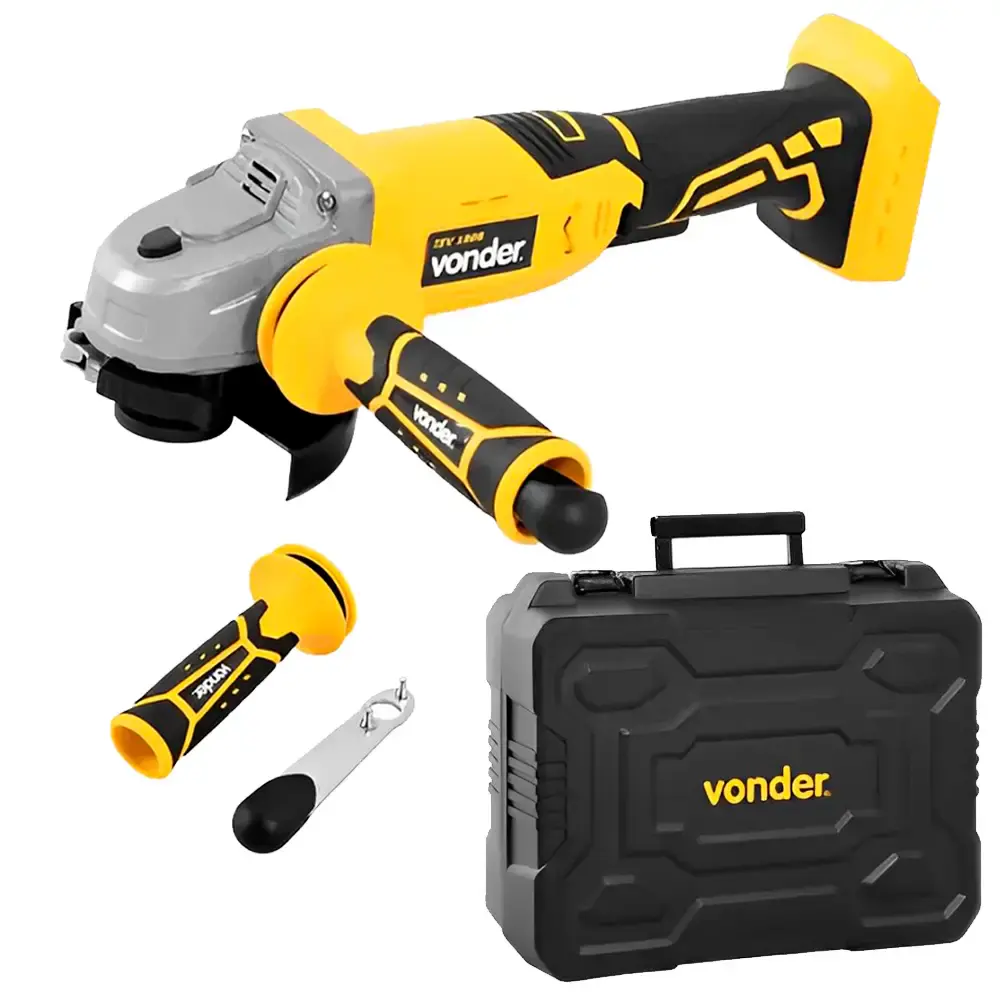 Esmerilhadeira angular 18V 4.1/2 POL bateria e carregador Vonder — fotografia 3