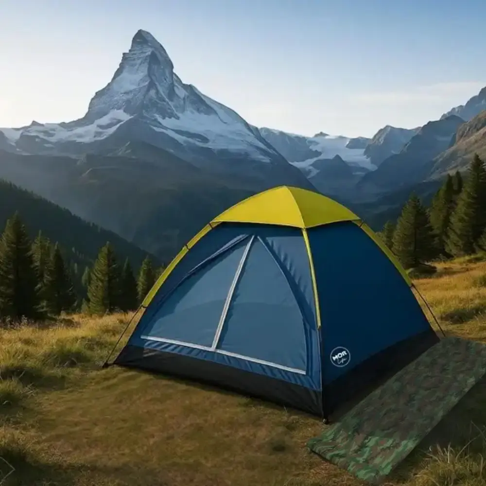 Barraca iglu para camping azul 2 pessoas com colchonete estampa camuflada Mor — fotografia 7