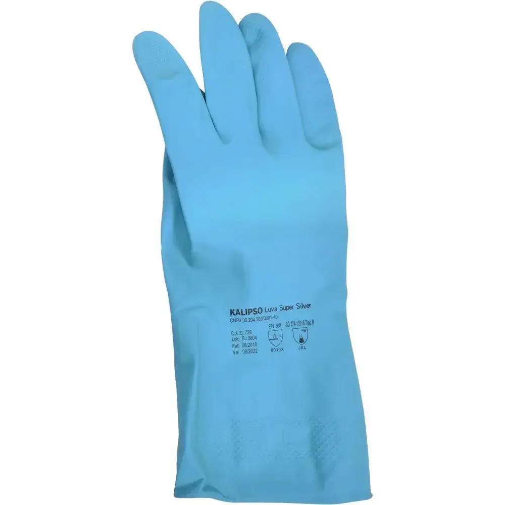 Luva latex azul com forro super silver tamanho xg Kalipso — fotografia 9