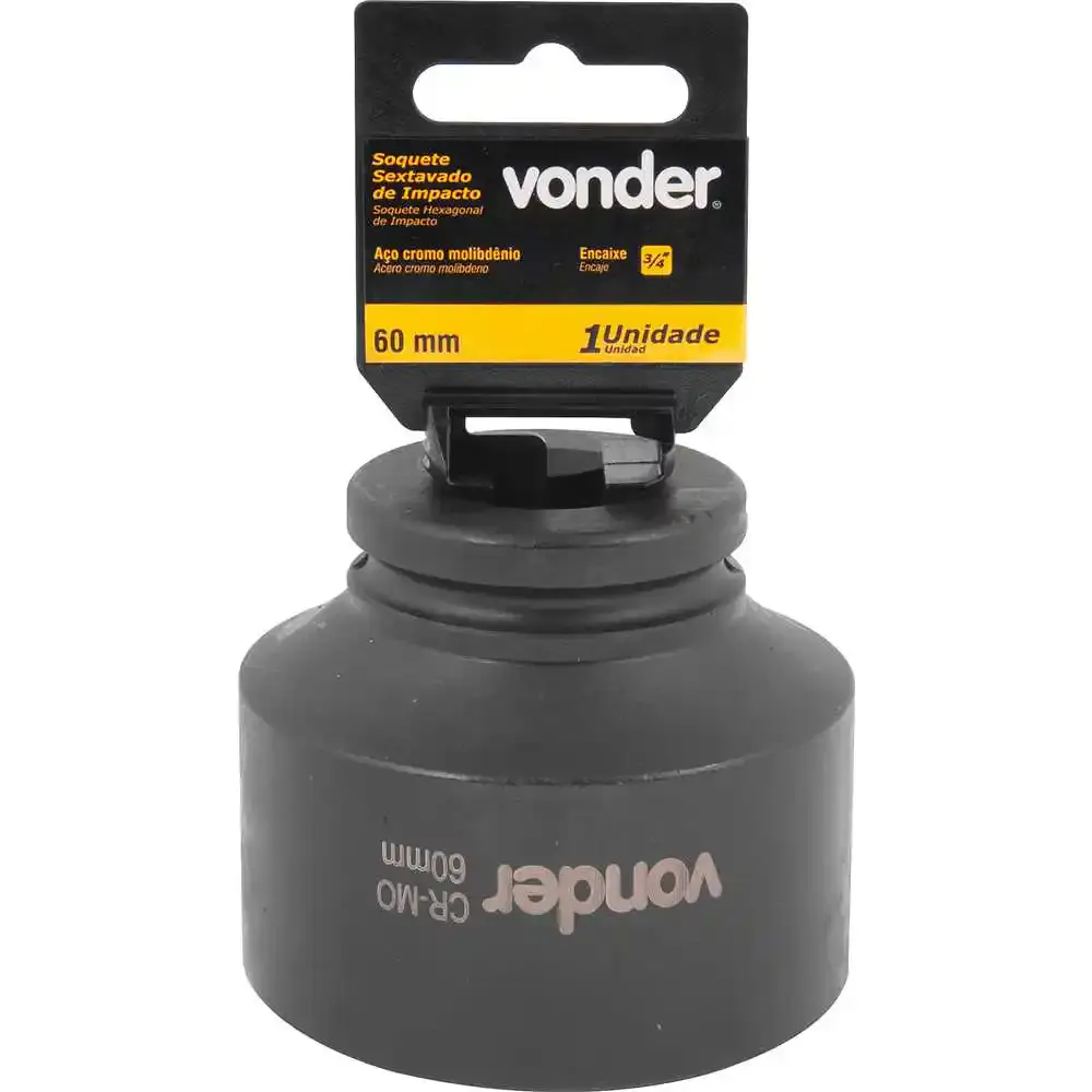 Soquete Sextavado Impacto Encaixe 3/4 polegada 60MM Cromado VONDER — fotografia 3
