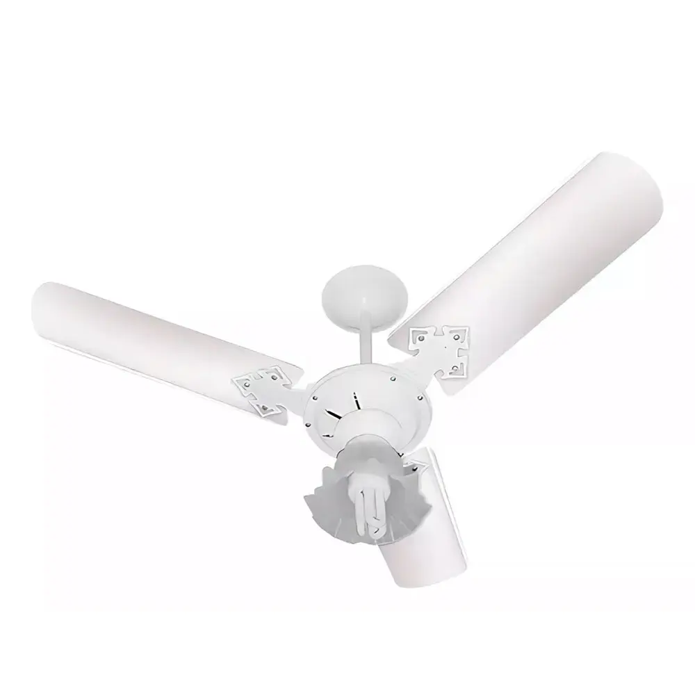 Ventilador de teto 3 pás 130W com lustre várias cores Venti-delta 220 V Branco e Mogno — fotografia 7