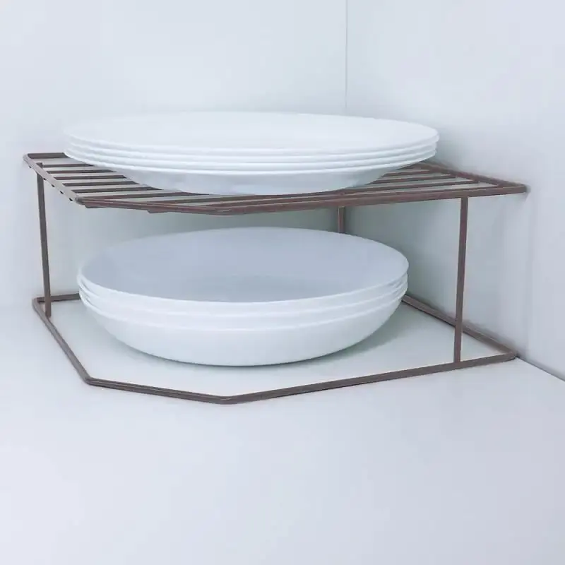 Organizador porta pratos horizontal viena 2 níveis em aço lavanda 990746 BEL — fotografia 3