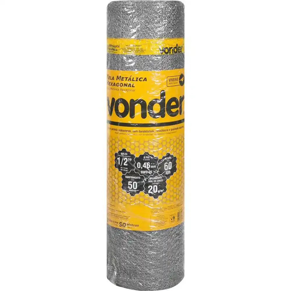 Tela Hexagonal Viveiro 1/2 Polegada x 26 x 0,6 x 50 Metros Vonder — fotografia de referência