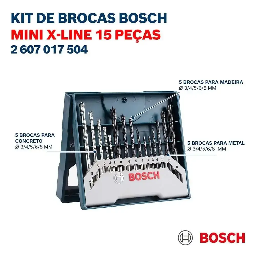 Parafusadeira furadeira impacto 2 baterias e carregador GSB183-LI com estojo 15 peças mini x-line Bosch — fotografia 6