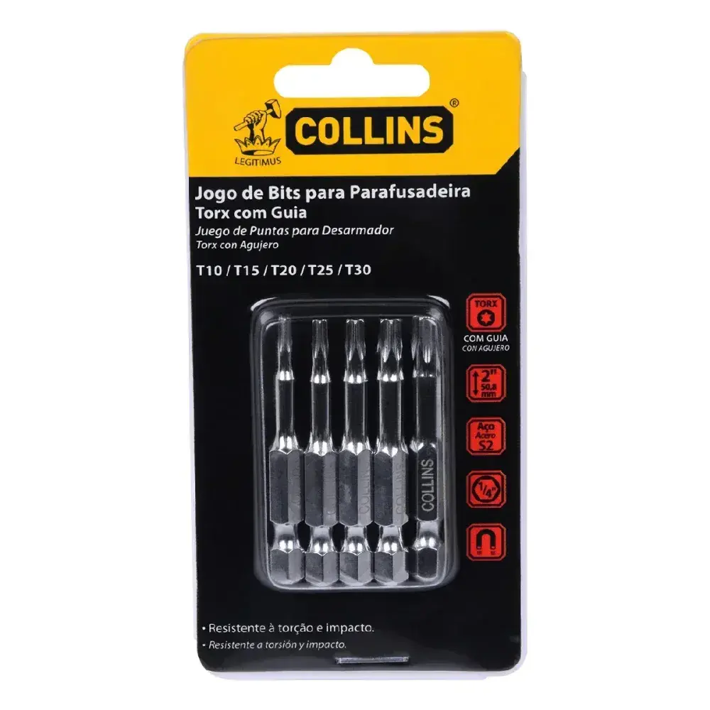 Jogo de bits 1/4 torx 50MM 5 peç Collins — fotografia 4