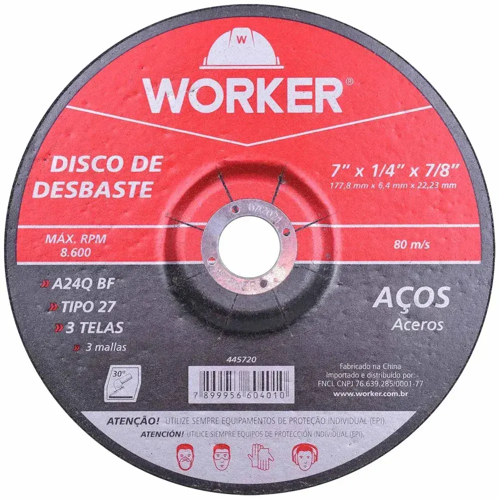 Disco desbaste 7 x 177,8 mm ferro Worker — fotografia 5