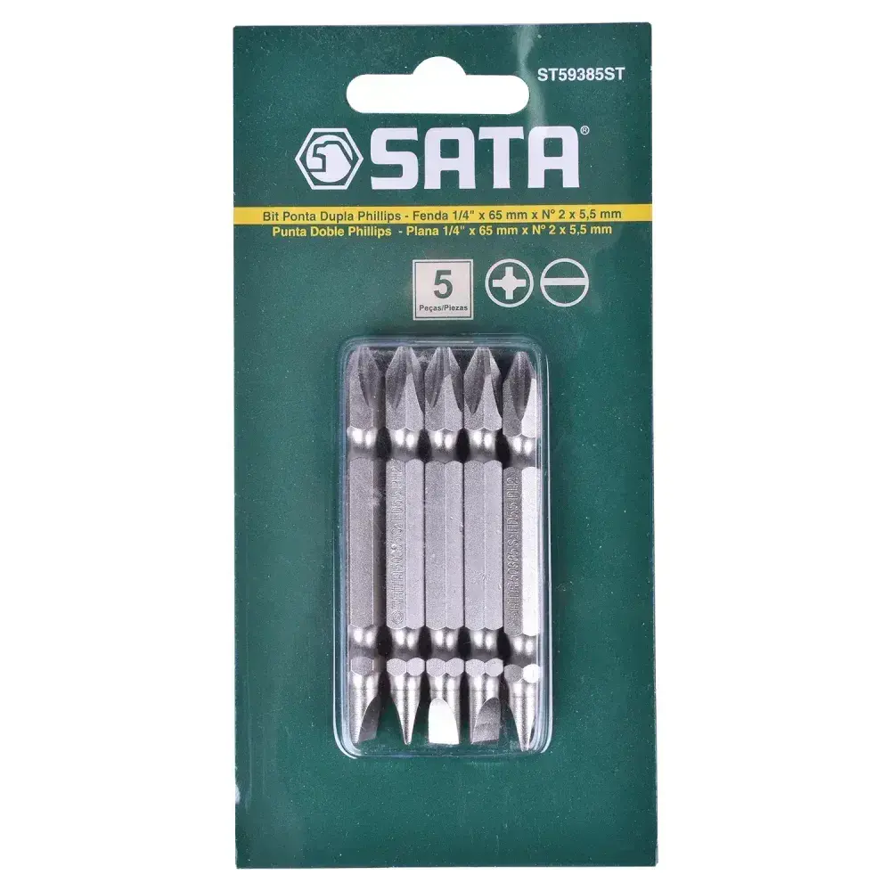 Pontas bits dupla fenda/phillips conjunto 5 peç Sata ST59385ST — fotografia 6