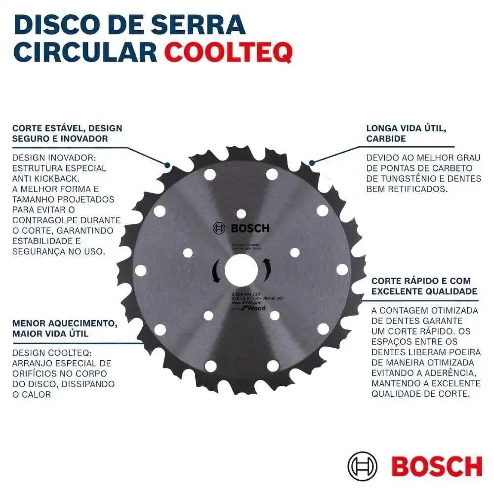Disco de serra circular sabre eco para madeira 235X30 20 dentes Bosch — fotografia 5