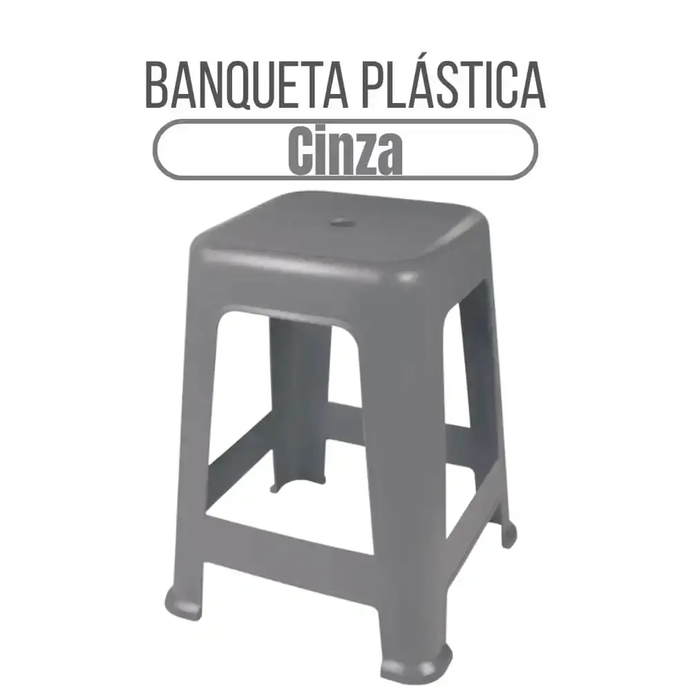 Banqueta Plástica 41 x 36 cm Várias Cores MOR Cinza — fotografia 3