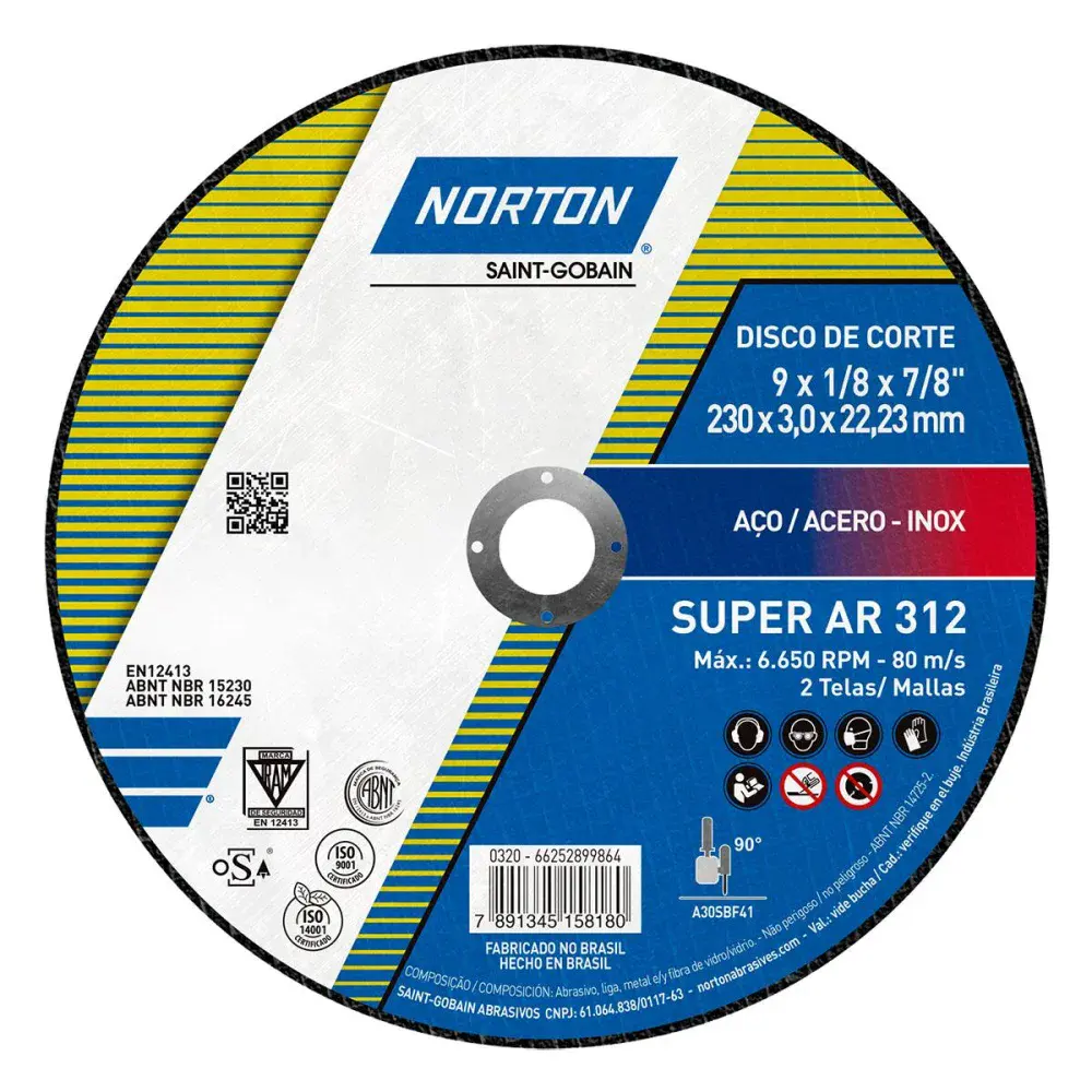 Disco de corte super aços ar 312 230X3.0MM Norton — fotografia de referência