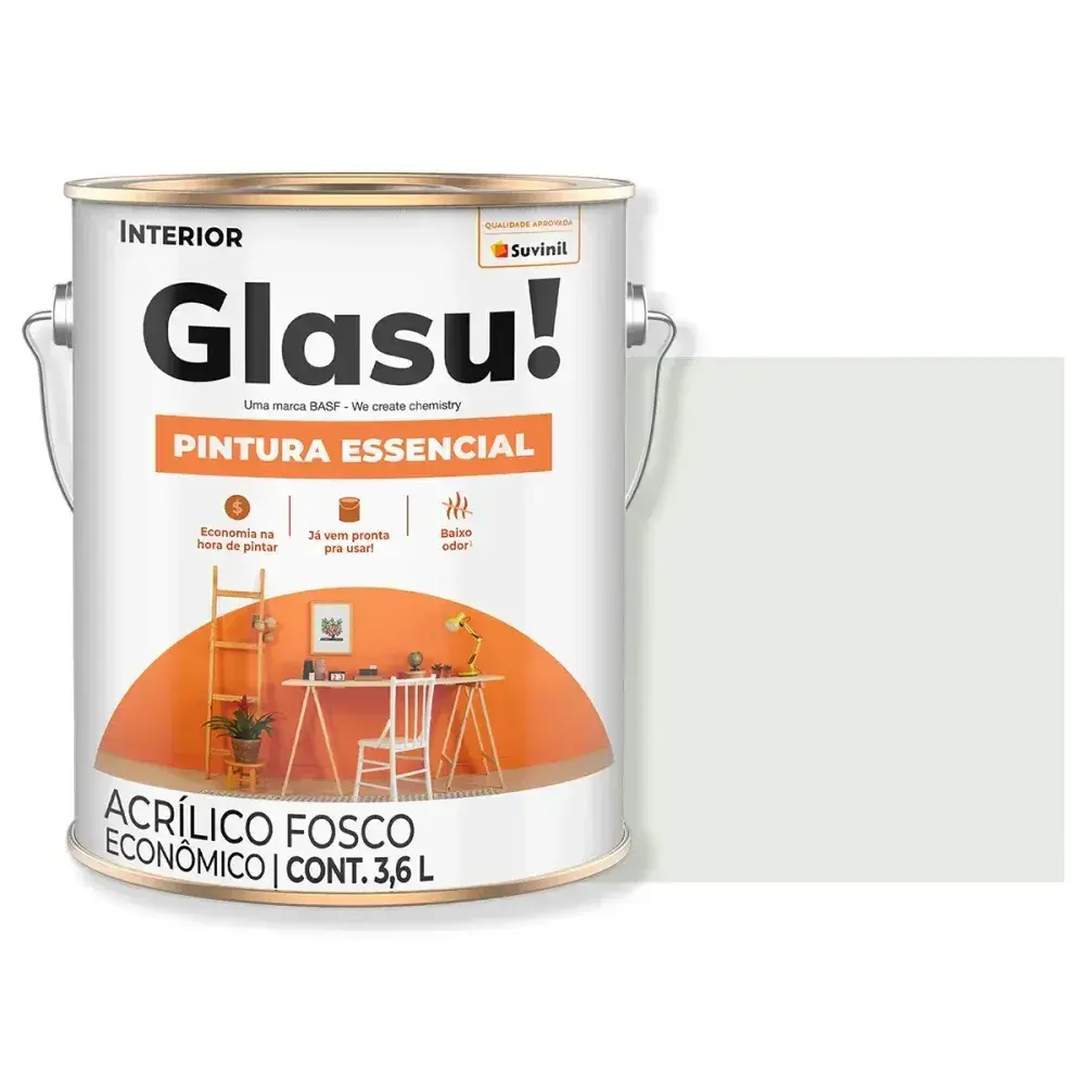 Tinta acrílica essencial fosco gelo 3,6L glasu Suvinil Glasu! — fotografia 2