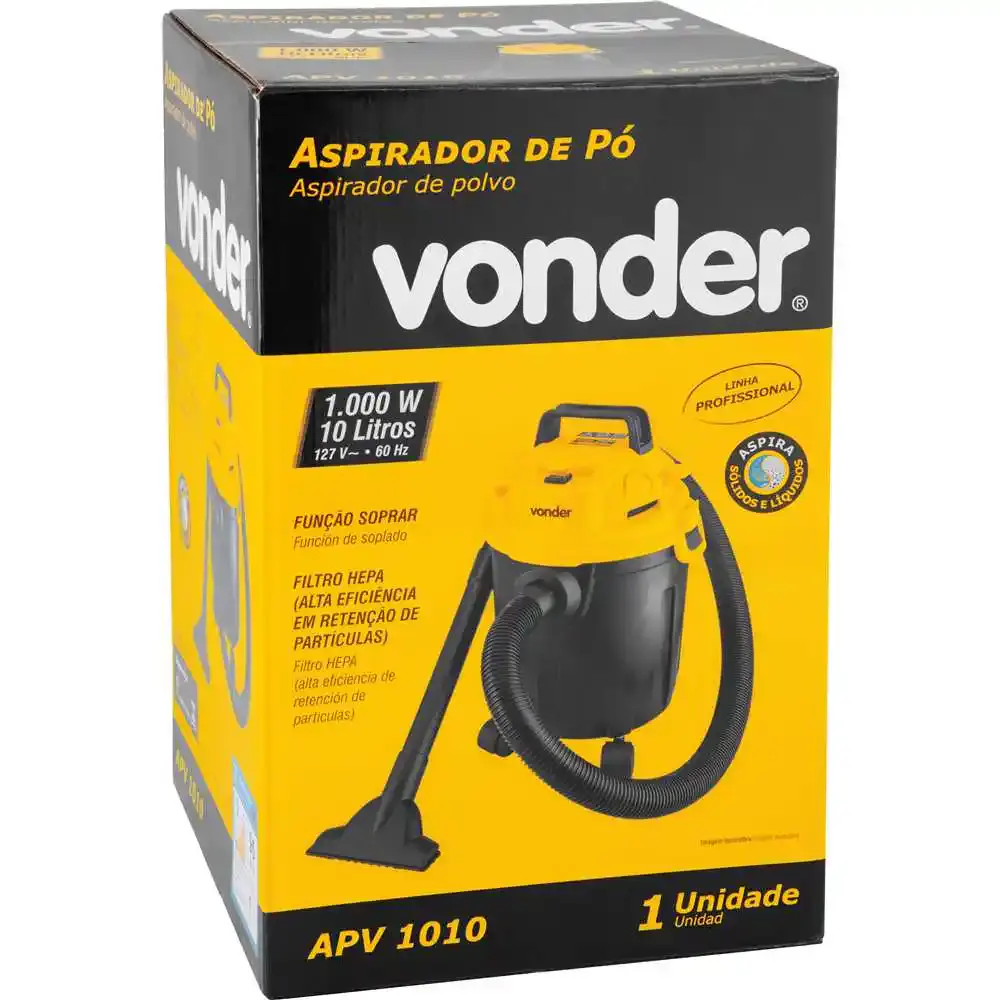 Aspirador de pó e líquidos 1000W 10 litros APV-1010 Vonder 220 V — fotografia 9