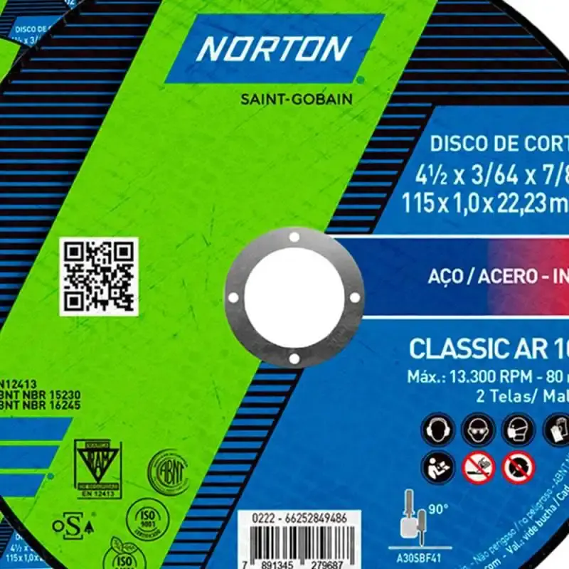Kit discos de corte fino para inox 25 unidades classic Norton — fotografia 3