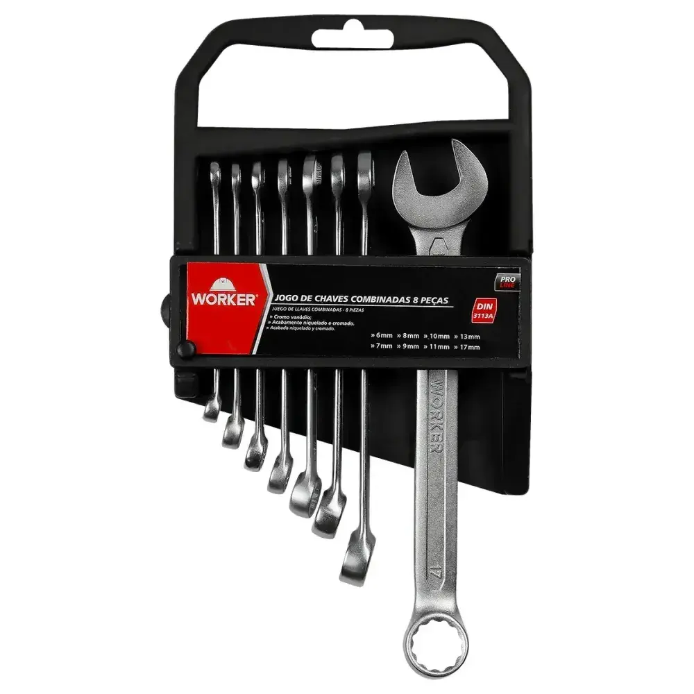 Jogo de chaves combinadas 6 a 17MM com 8 peç Worker — fotografia 6