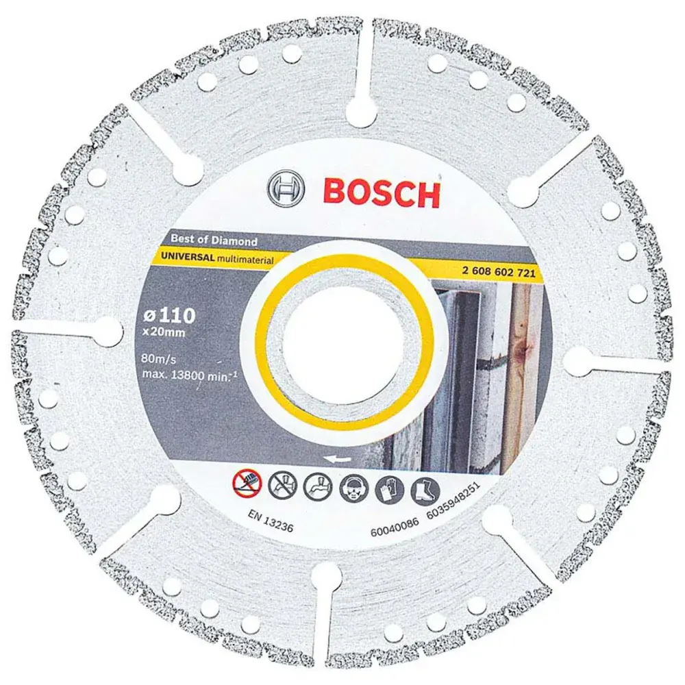 Disco diamantado segmentado multimaterial 110MM 20MM Bosch — fotografia de referência
