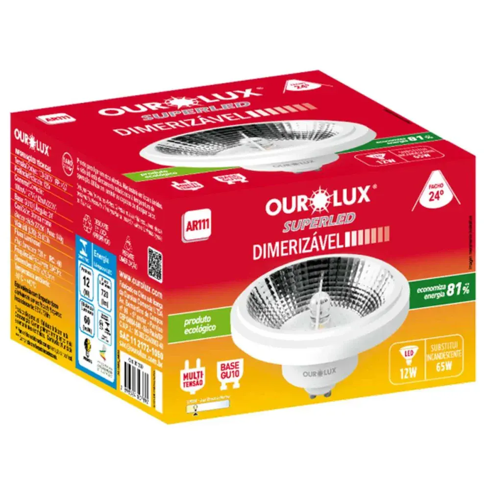 Lamp led AR111 dimer 12W 2700K biv 24 Ourolux — fotografia 4