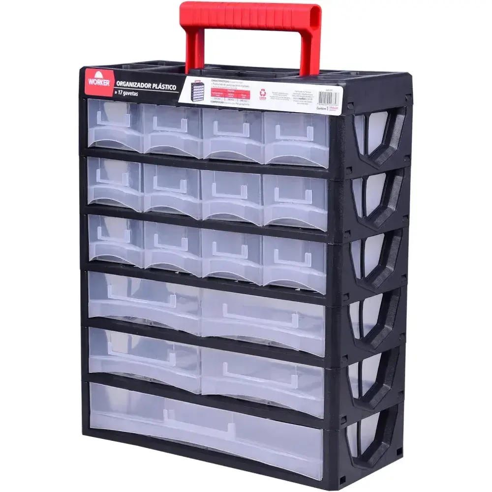 Organizador plástico 17 gavetas 31,5X14X38,5CM Worker — fotografia 9