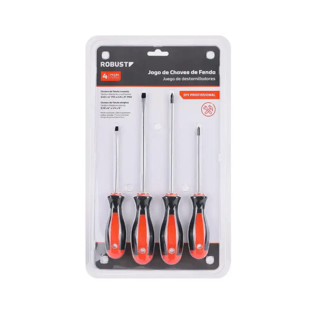 Jogo de chave fenda/philips 4 peças Robust — fotografia 4