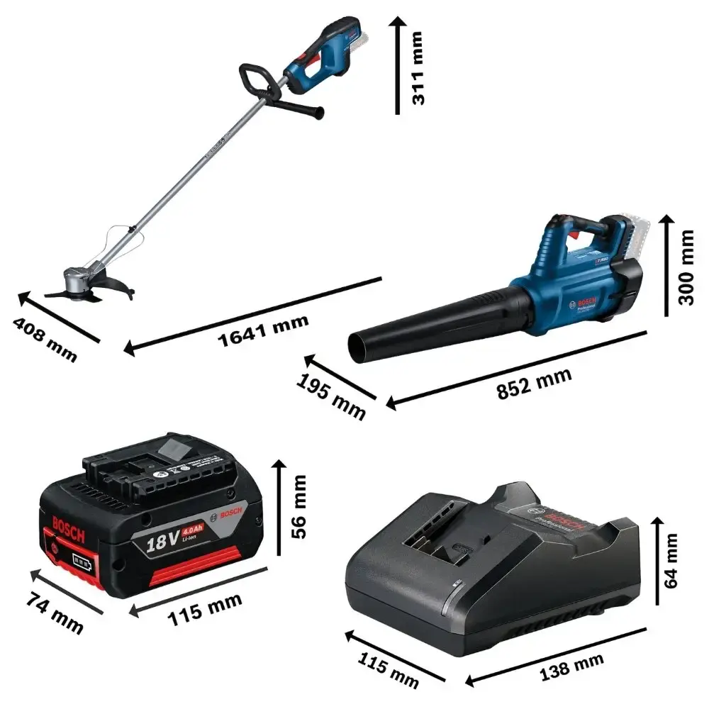 Roçadeira GRF 18V-23 com soprador de ar e bateria 18V 4,0AH carregador bivolt Bosch — fotografia 3
