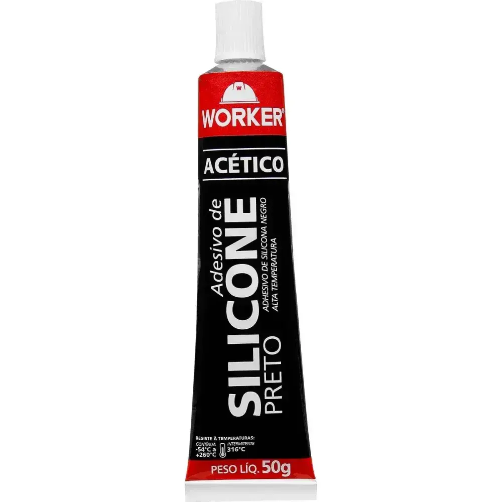 Silicone acético alta temperatura preto 50G Worker — fotografia 6