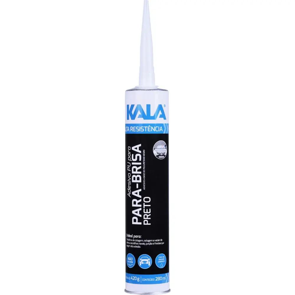 Adesivo fixa para-brisas poliuretano preto 280ML 420G Kala