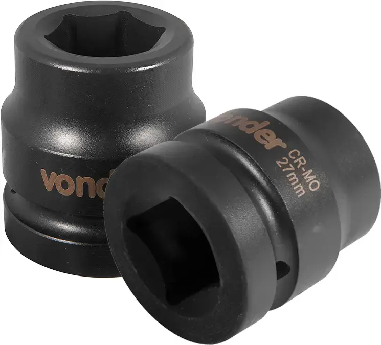 Soquete Sextavado Impacto Encaixe 1 polegada 27MM Cromado VONDER — fotografia de referência