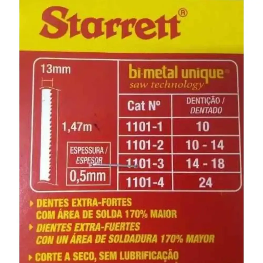 Lâmina de Serra Fita 13 MM x 1,47 Metros STARRETT — fotografia 5