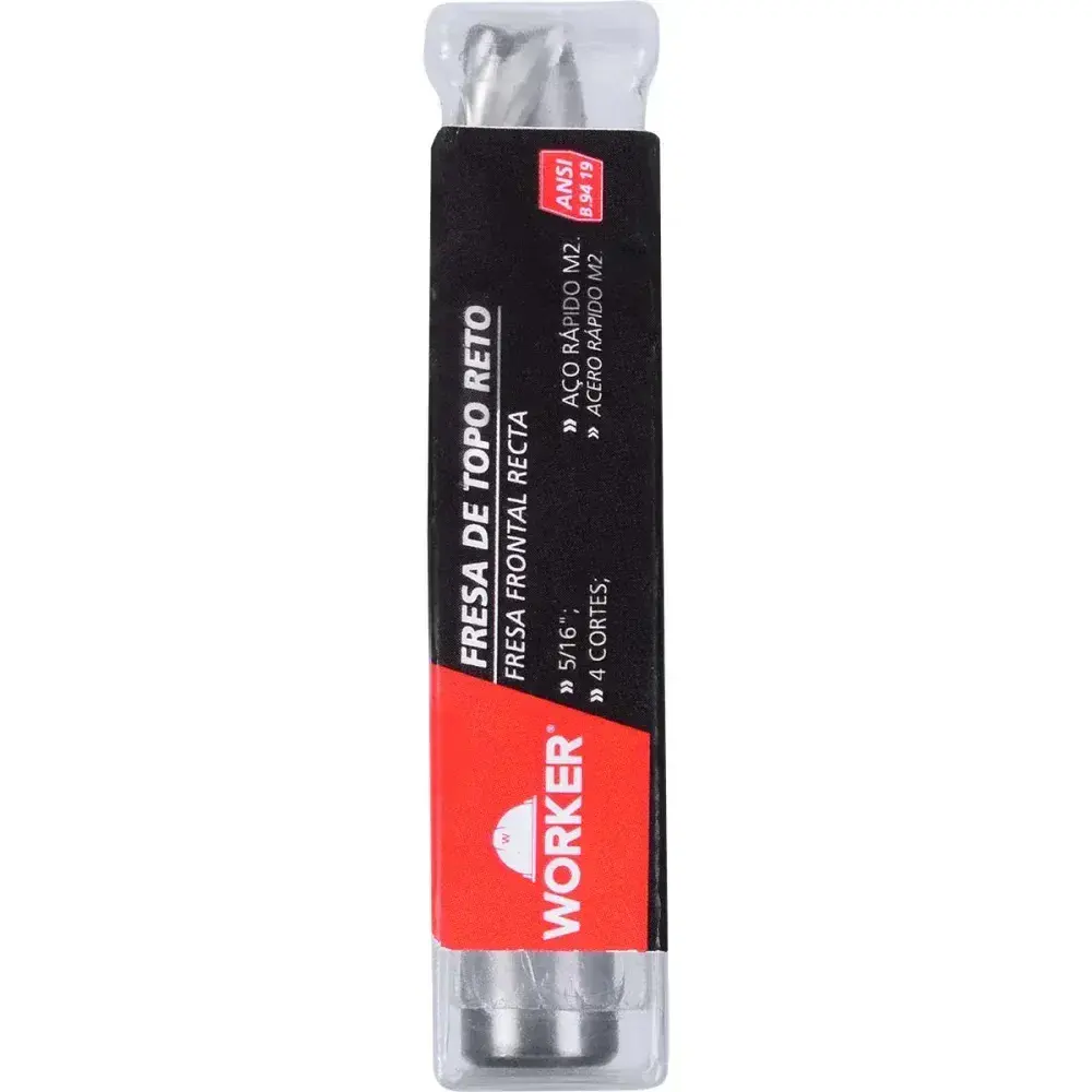 Fresa de topo reto aço rápido 5/16” haste 3/8” Worker — fotografia 12