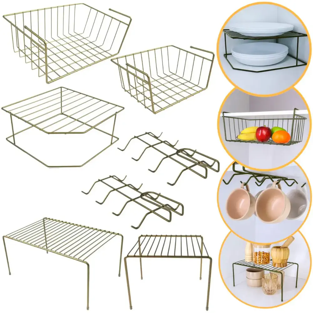Kit organizador para armário com 7 peças viena verde oliva | 02 BEL BEL FIX — fotografia de referência