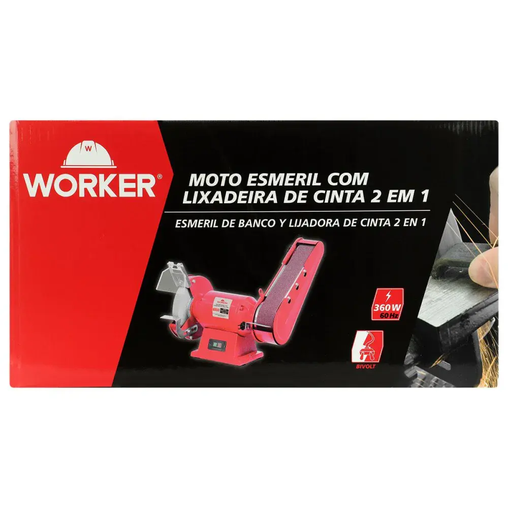 Moto esmeril com lixadeira 360W 60HZ 3450RPM bivolt Worker — fotografia 6