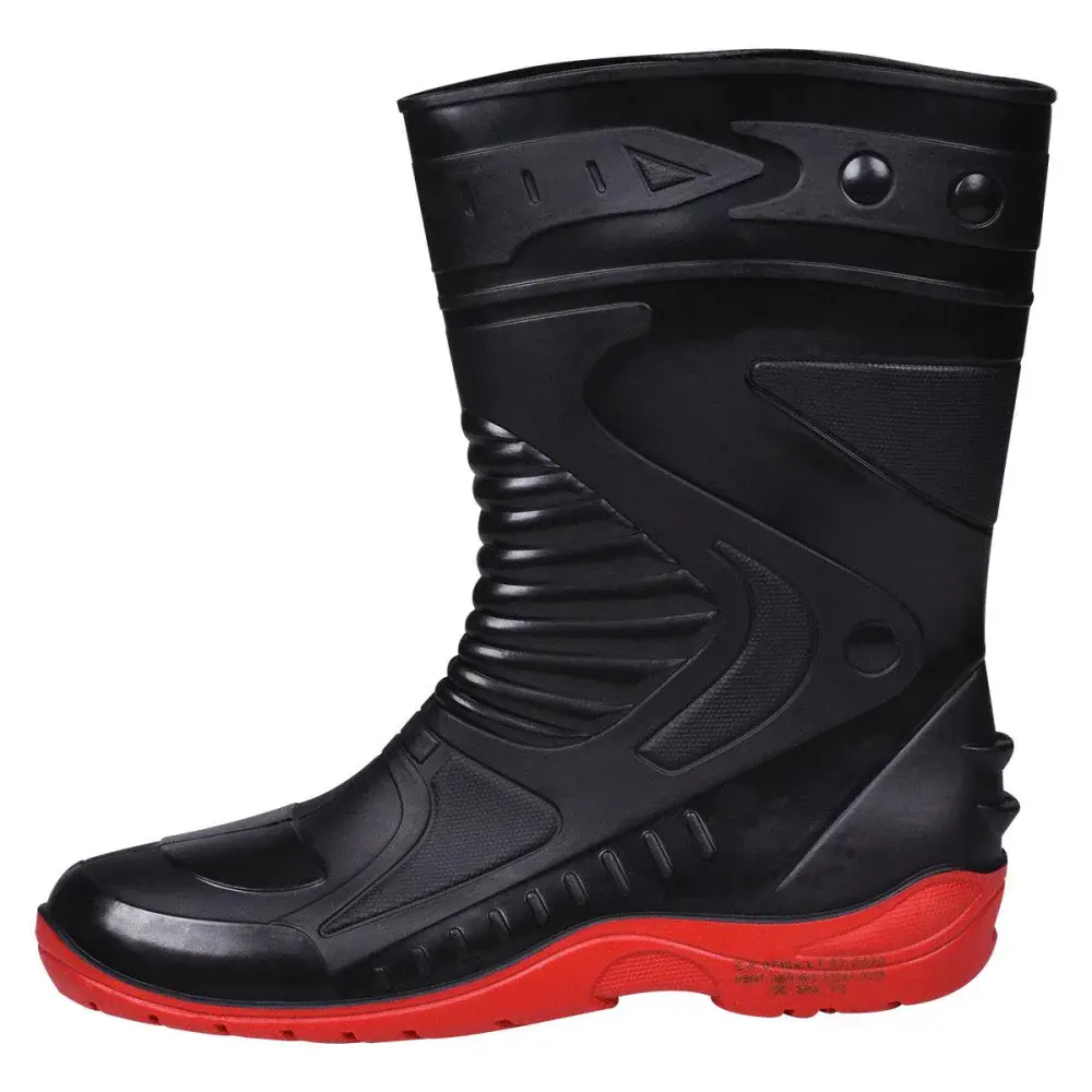 Bota pvc preta/vermelha motociclista cano médio N°44 Worker — fotografia 4