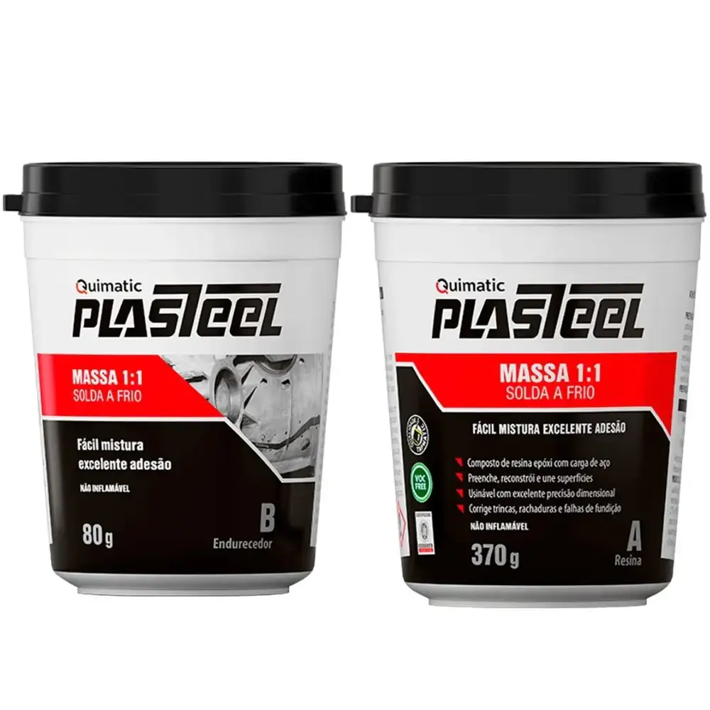 Massa epóxi plasteel solda a frio 1:1 450G PM1 Tapmatic — fotografia de referência