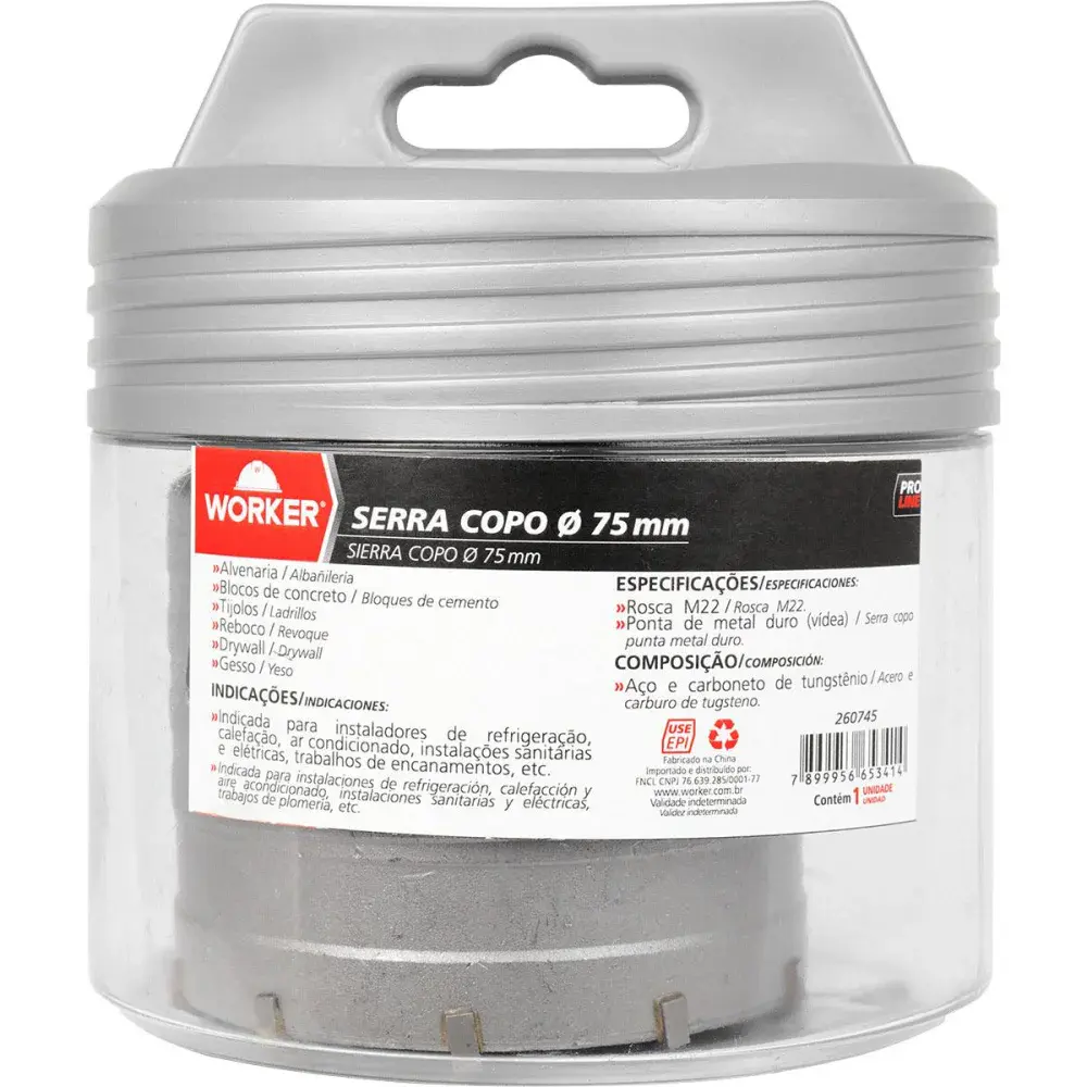 Serra copo com ponta de metal duro M22 75MM Worker — fotografia de referência