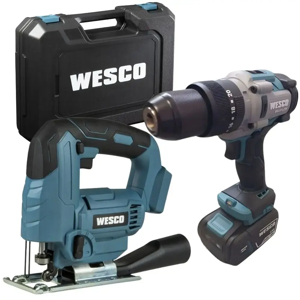 Parafusadeira de impacto 18V 1/2POL e serra tico-tico 24MM com bateria e maleta Wesco