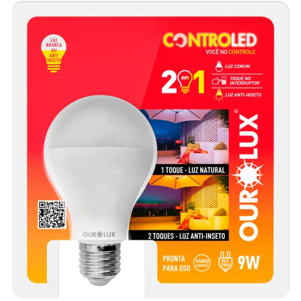 Lâmpada inteligente controled 2 em 1 anti-inseto 6500K 9W Ourolux — fotografia de referência